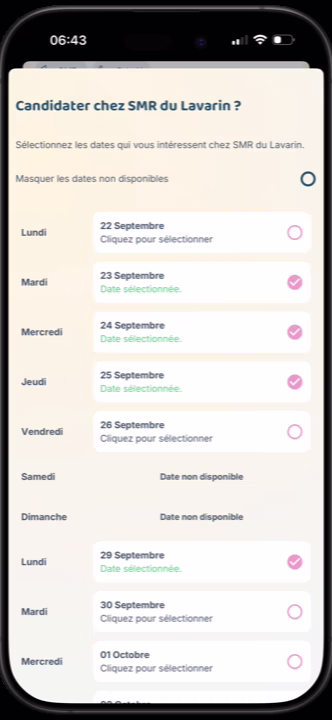 Sélection des jours